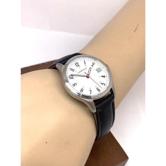 Caravelle by Bulova Women's Watch 43M118 Quartz White Dial Black Leather 30mm - Picture 5 of 15